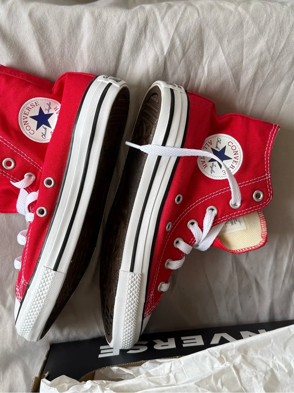 Converse Kids Red High-Top Canvas Sneakers with White Laces